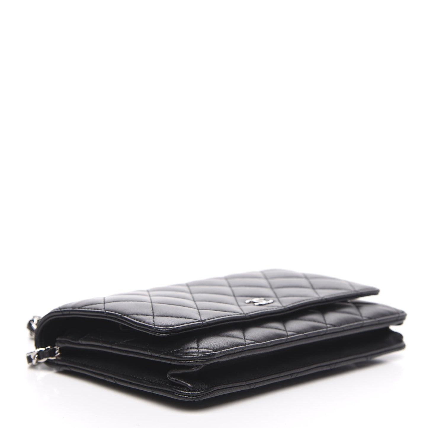 Lambskin Quilted Wallet On Chain WOC Black