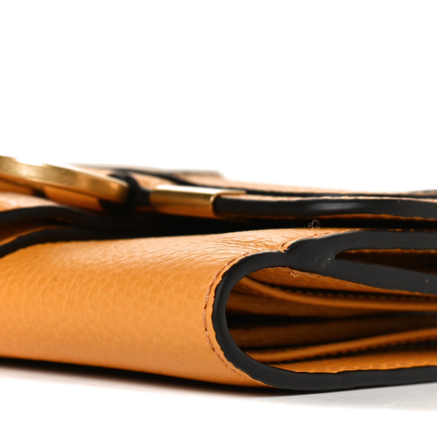 Grained Calfskin Marcie Square Wallet Tan Apricot