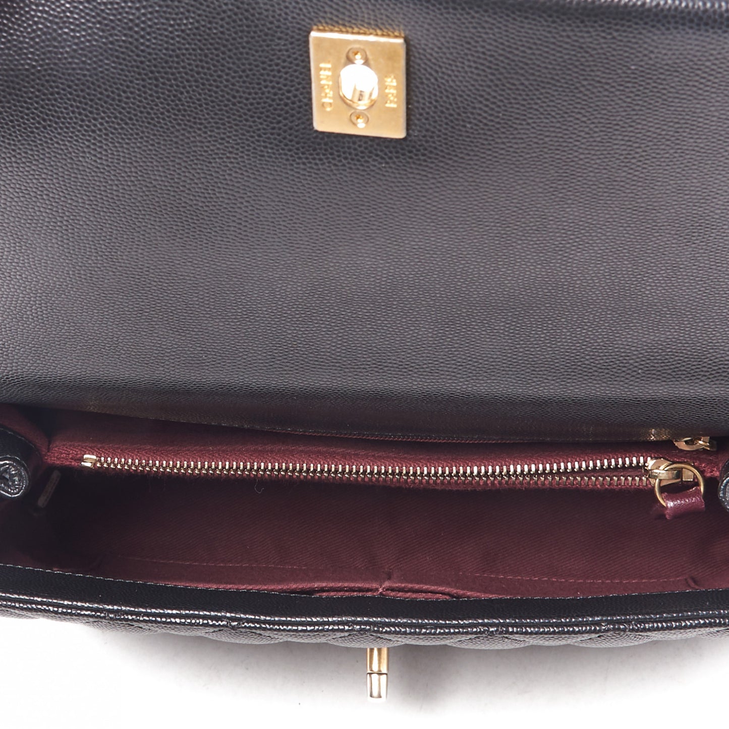 Caviar Quilted Small Coco Handle Flap Black