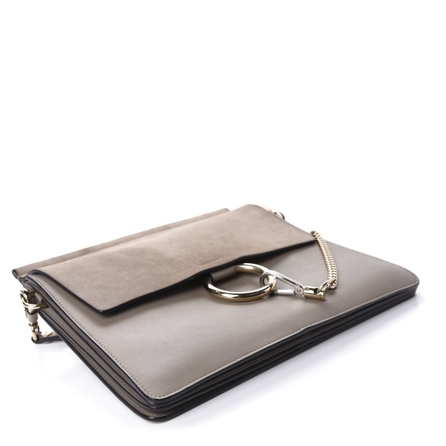 Calfskin Suede Medium Faye Shoulder Bag Motty Grey