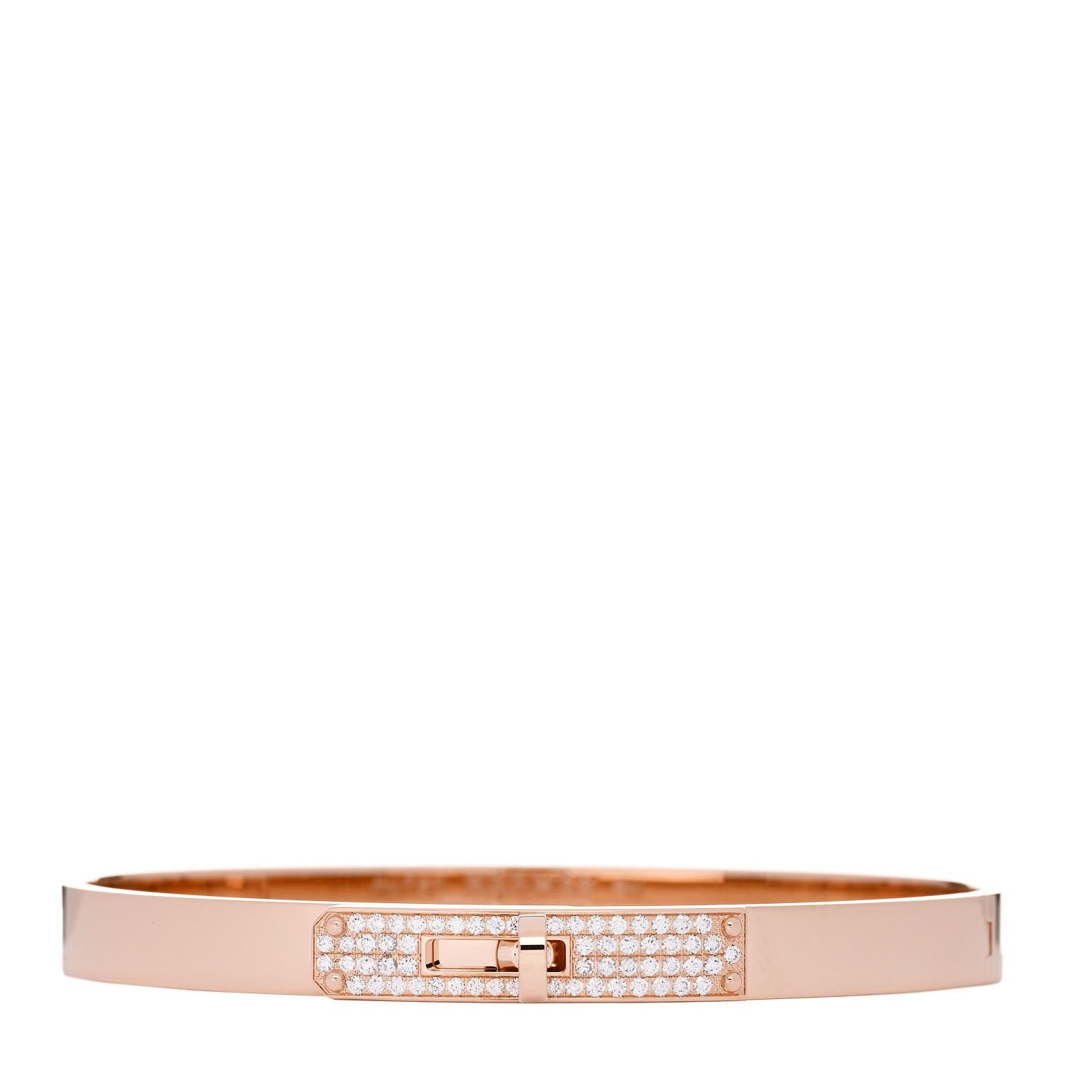 Hermes 18K Rose Gold Diamond PM Kelly Pave Bracelet SH 1 of 3