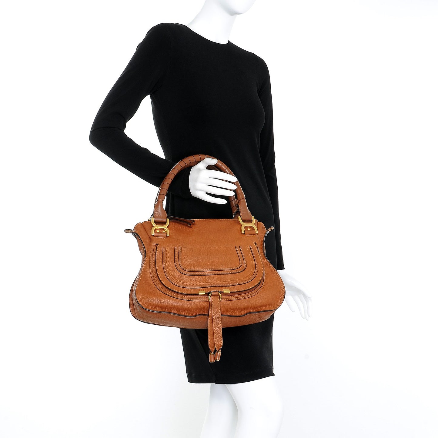 Calfskin Medium Marcie Satchel Tan