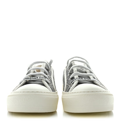Christian Dior Laminated Canvas Cannage Embroidered Womens Walk'N'Dior Low Top Sneakers 37 Metal Grey 2 of 9