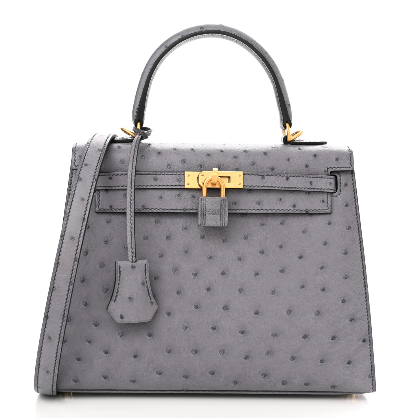 Ostrich Horseshoe Kelly Sellier 25 Gris Agate Bleu Electrique