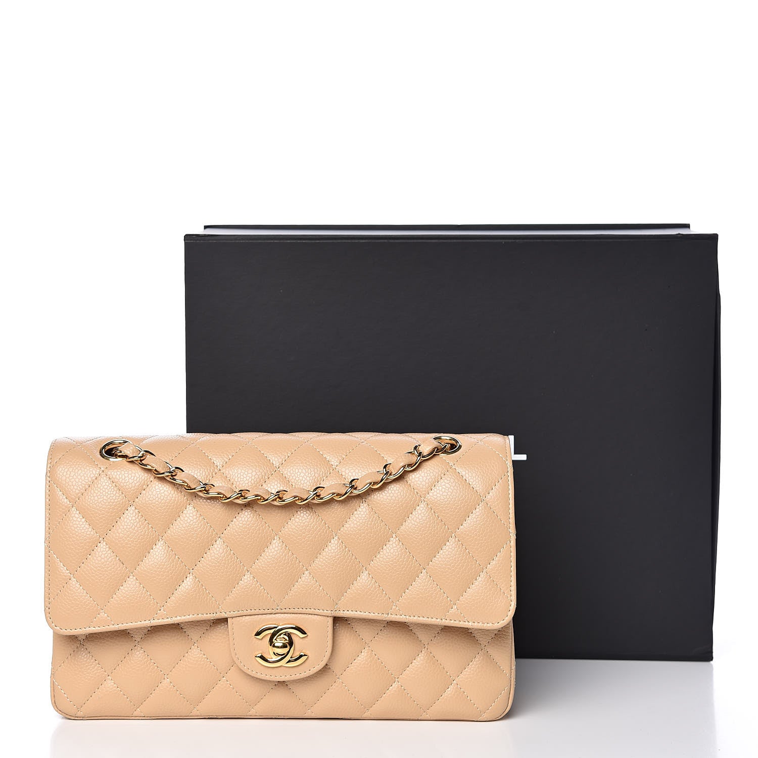 Chanel Caviar Quilted Medium Double Flap Beige Clair 14 of 14