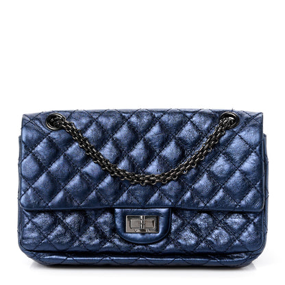 Chanel Metallic Aged Calfskin Quilted Accordion Reissue 2.55 Flap Blue 1 of 14