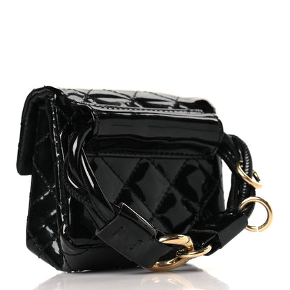 Chanel Patent Quilted 2.55 Ankle Wrist Bag Black 3 of 9