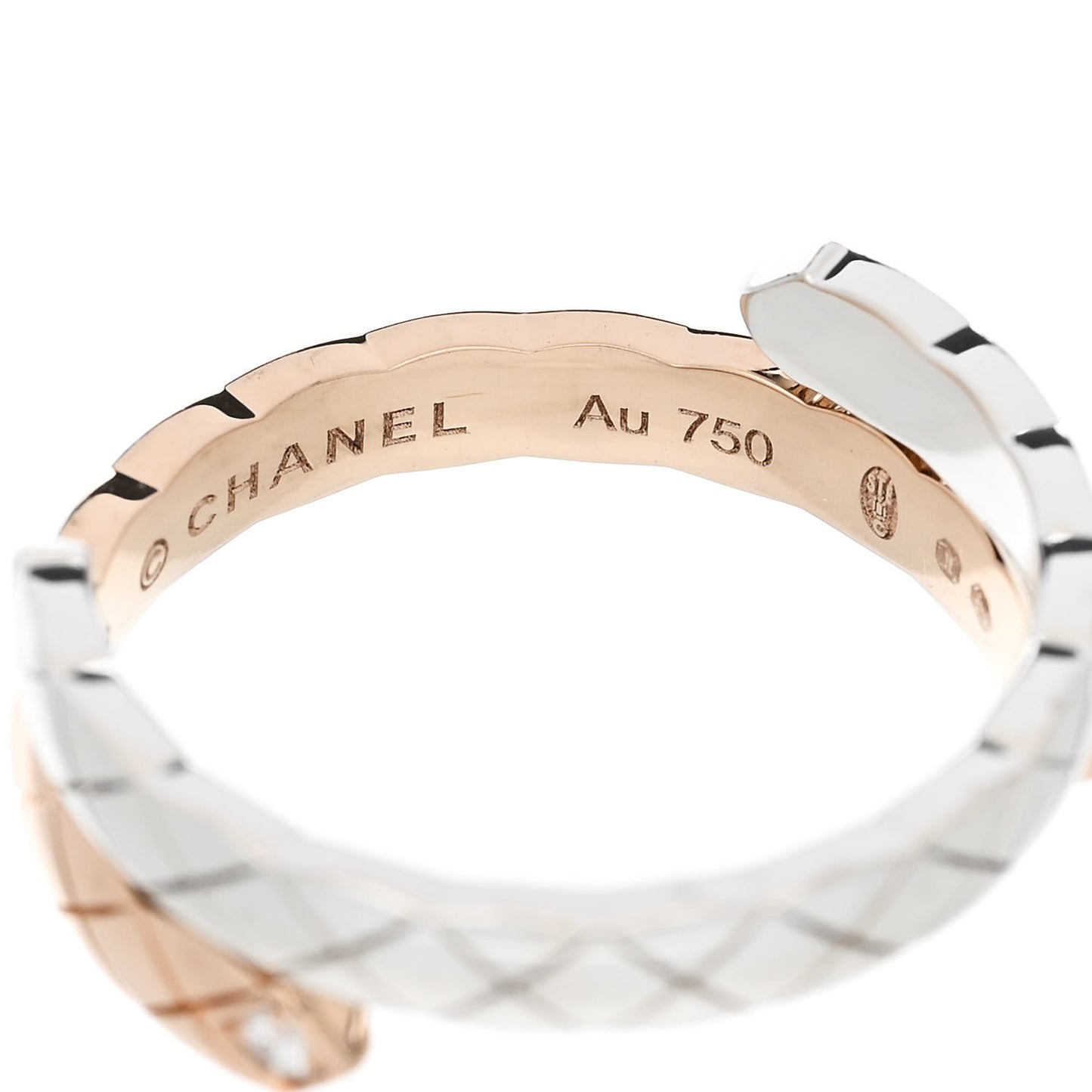 18K White Beige Gold Diamond Coco Crush Toi et Moi Ring 54 7