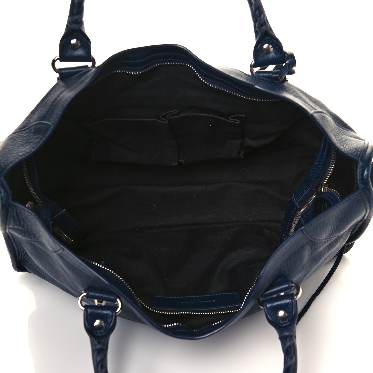 Balenciaga Chevre Silver Metallic Edge Hardware City Bleu Nuit Dark Sea 5 of 12