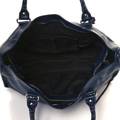 Balenciaga Chevre Silver Metallic Edge Hardware City Bleu Nuit Dark Sea 5 of 12