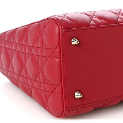 Christian Dior Lambskin Cannage Medium Lady Dior Red 9 of 10