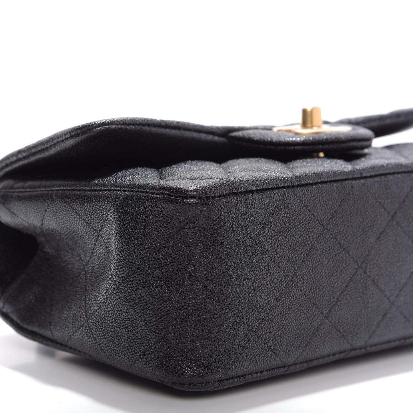 Caviar Quilted Mini Top Handle Rectangular Flap Black