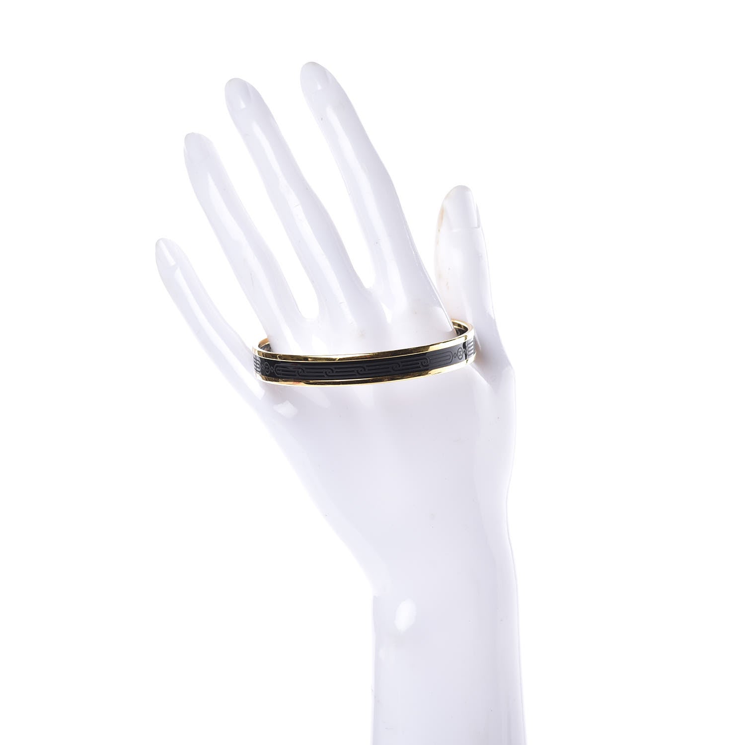 Hermes Enamel Printed Narrow Sellier Bracelet 65 Black 2 of 6
