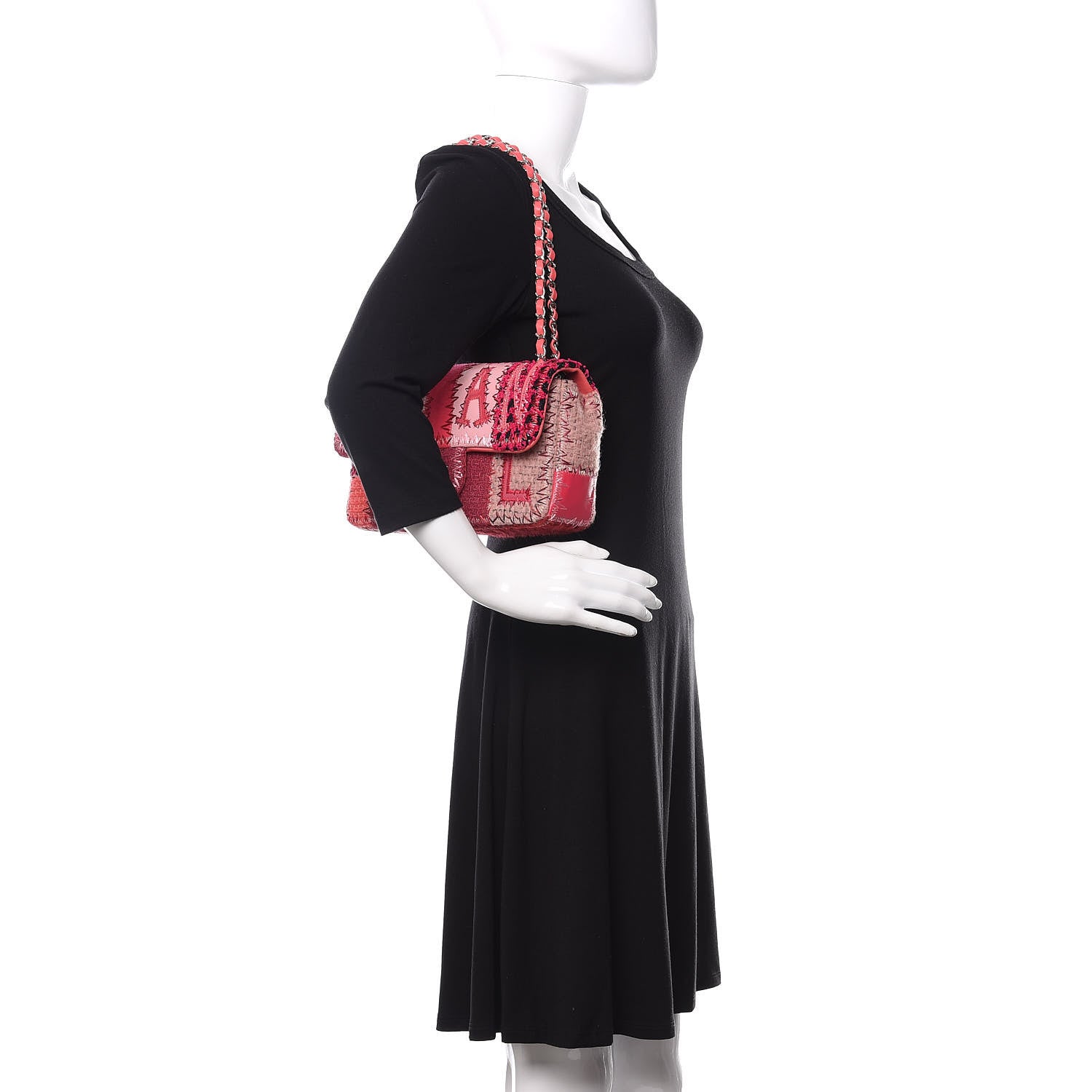 Chanel Tweed Patchwork Medium Single Flap Pink 2 of 13