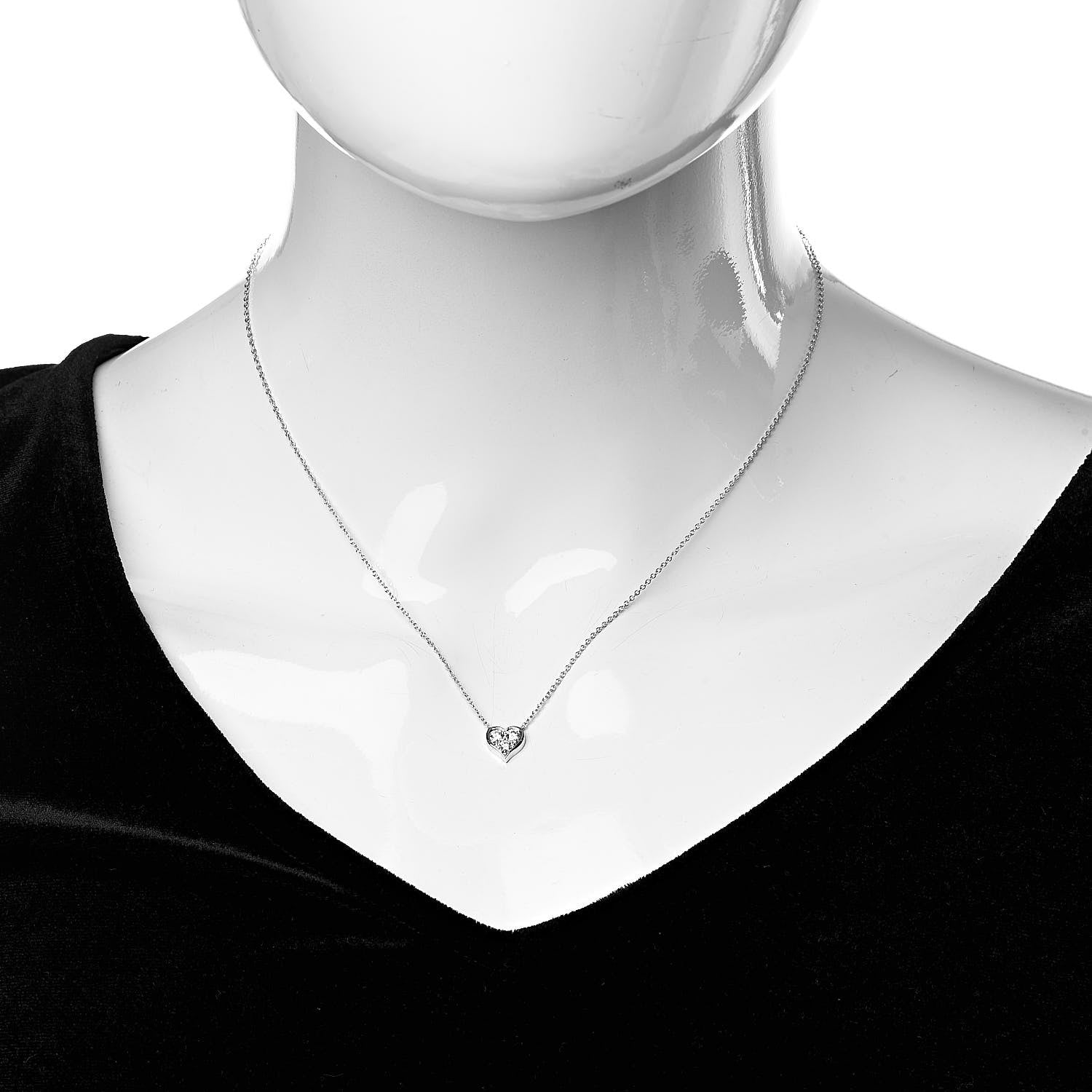 Tiffany Platinum Diamond Heart Pendant Necklace 2 of 5