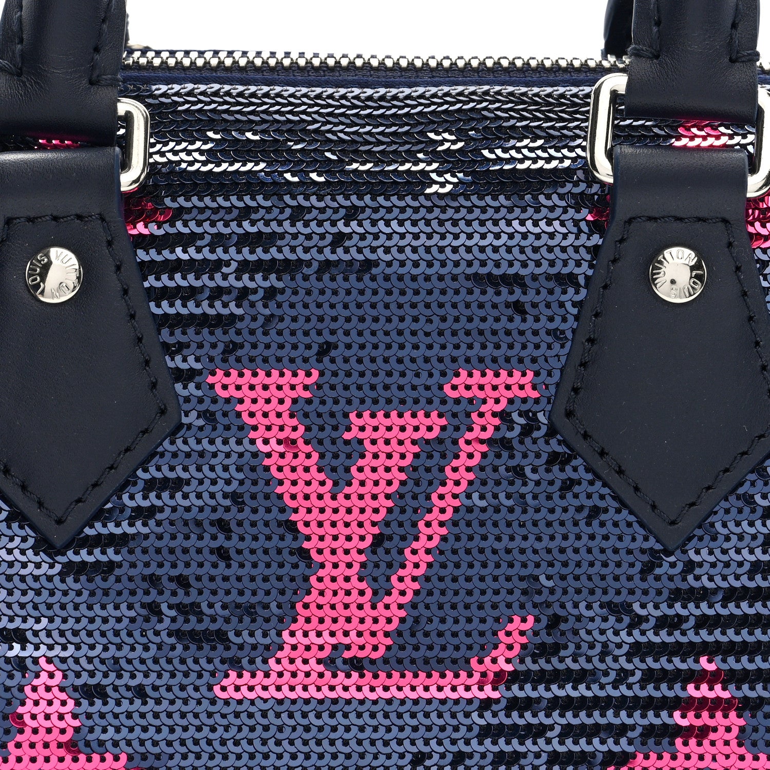 Louis Vuitton Giant Monogram Sequins Speedy Bandouliere 18 Navy Fuchsia 7 of 9