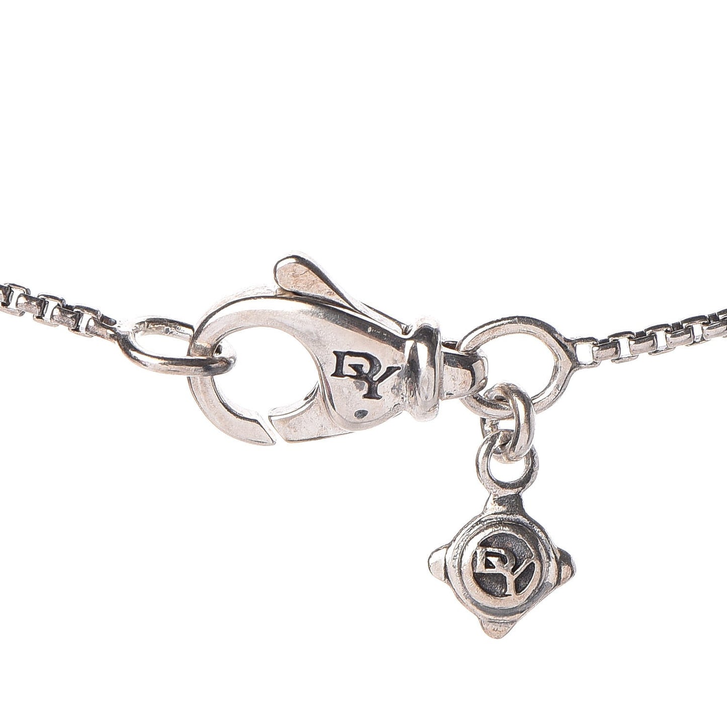 Sterling Silver Diamond 8mm Petite Chatelaine Pave Pendant Necklace