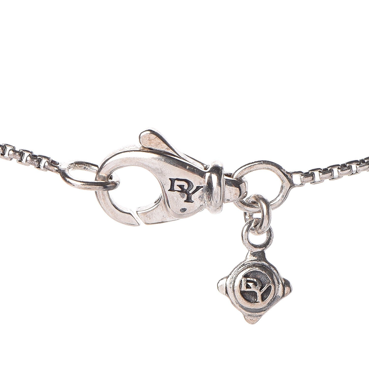 David Yurman Sterling Silver Diamond 8mm Petite Chatelaine Pave Pendant Necklace 7 of 7