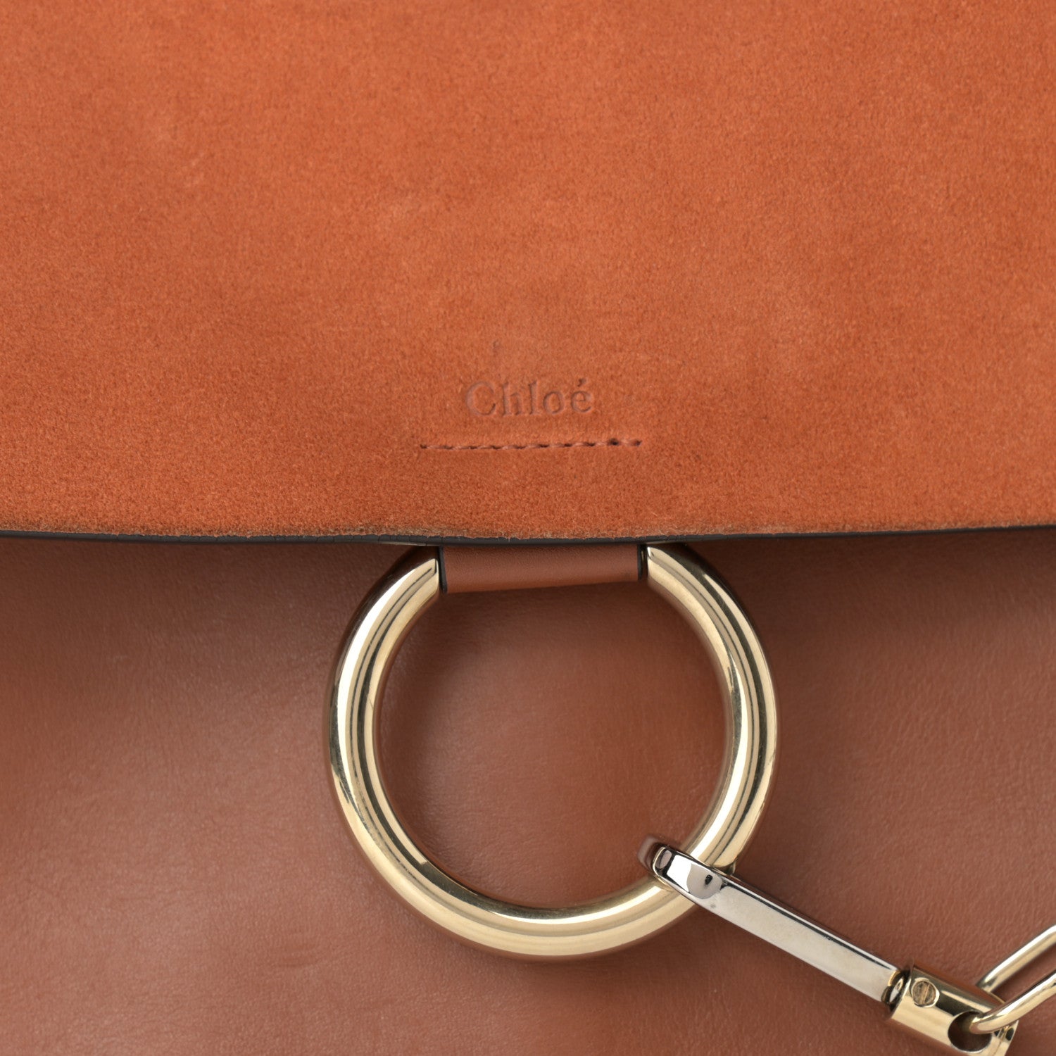 Chloe Suede Calfskin Medium Faye Shoulder Bag Tobacco 8 of 14