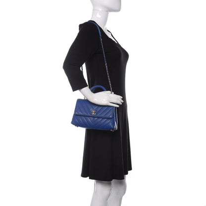 Chanel Caviar Chevron Quilted Mini Coco Handle Flap Blue 2 of 11