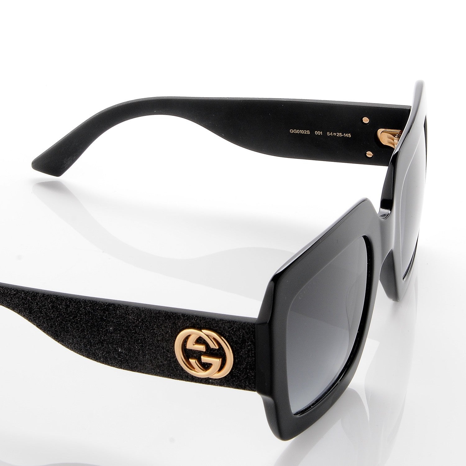 Gucci Square Frame GG0102S Sunglasses Glitter Black 6 of 9