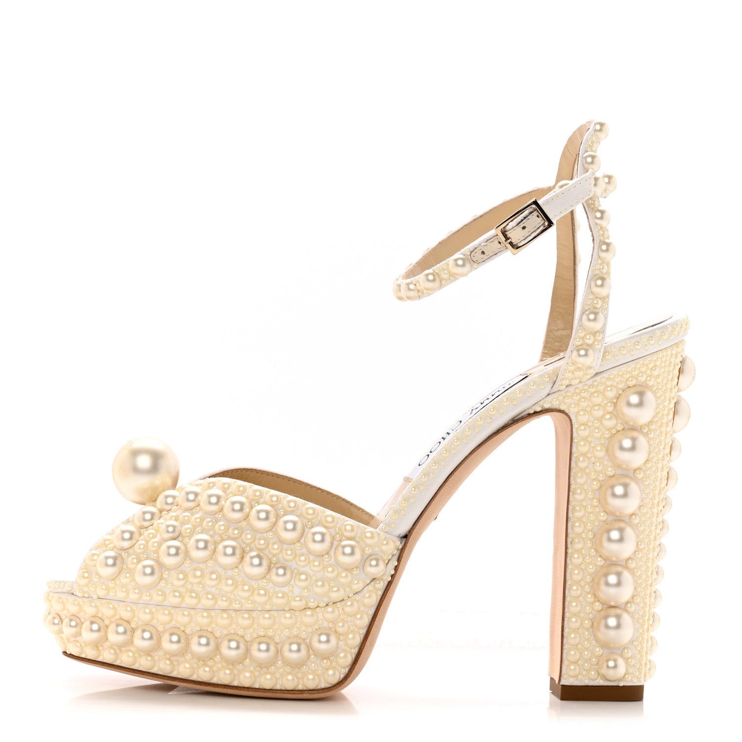 Jimmy Choo Pearl Satin Sacaria 120 Sandals 40 White 1 of 15