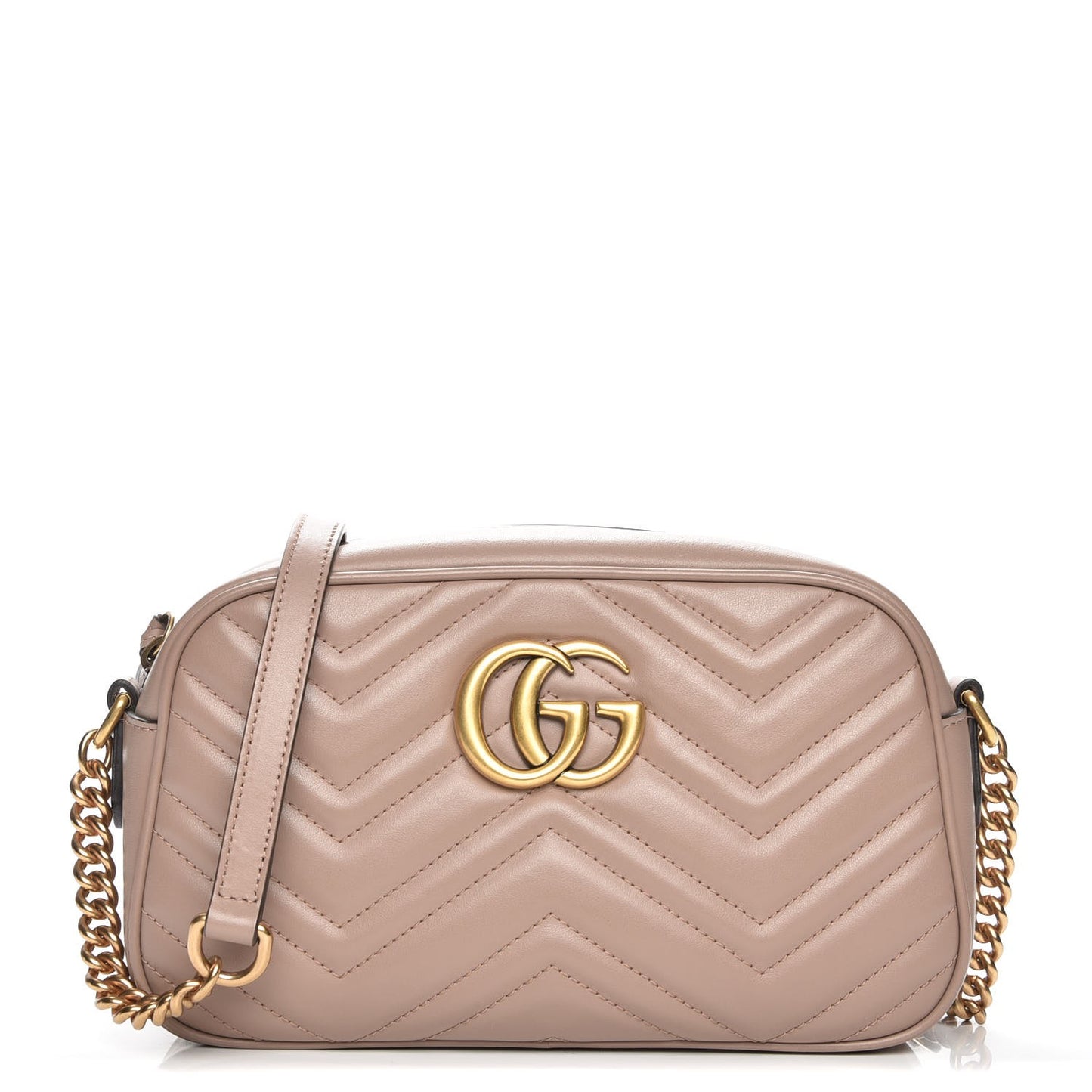 Calfskin Matelasse Small GG Marmont Chain Shoulder Bag Taupe