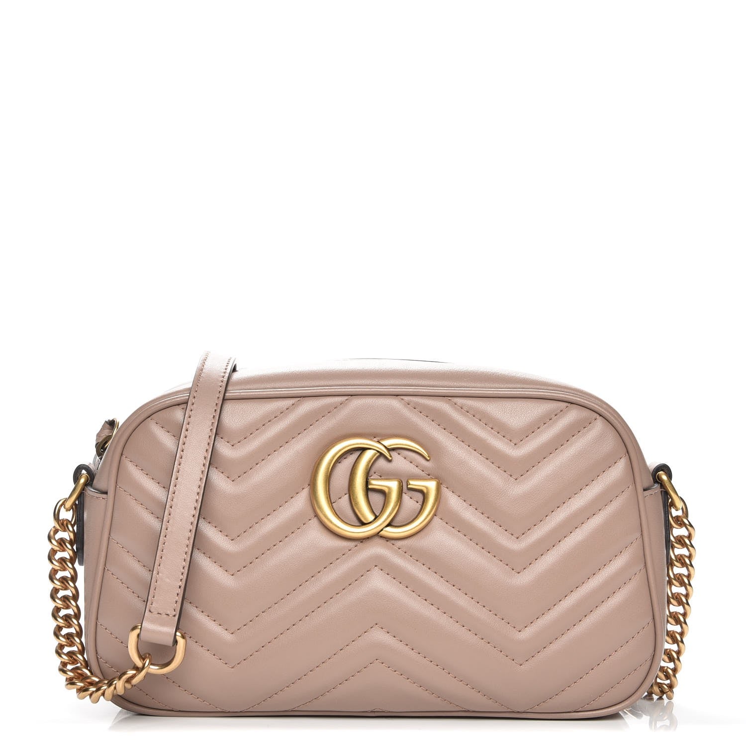 Gucci Calfskin Matelasse Small GG Marmont Chain Shoulder Bag Taupe 1 of 7
