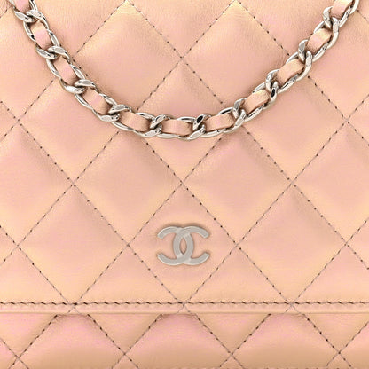 Chanel Iridescent Calfskin Quilted Wallet On Chain WOC Pink 9 of 12