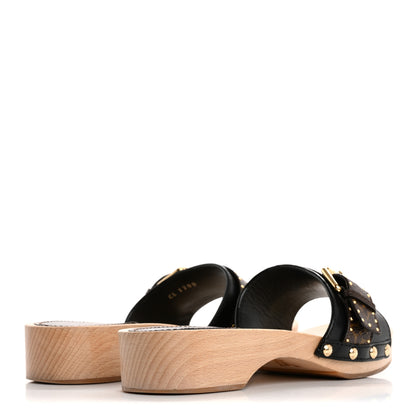 Louis Vuitton Calfskin Monogram Cottage Mules 37 Black 5 of 10