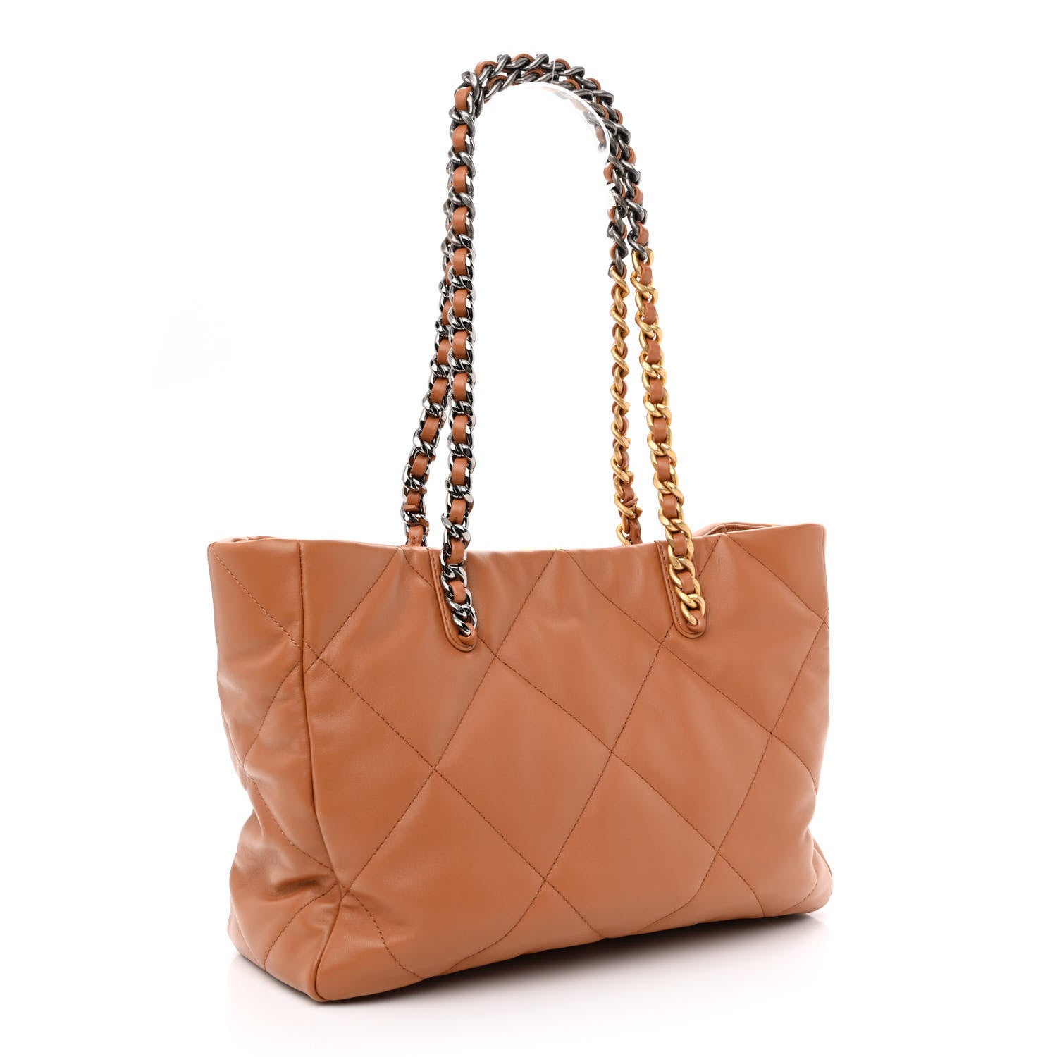 Chanel Lambskin Quilted Chanel 19 East West Shopping Bag Brown 3 of 10
