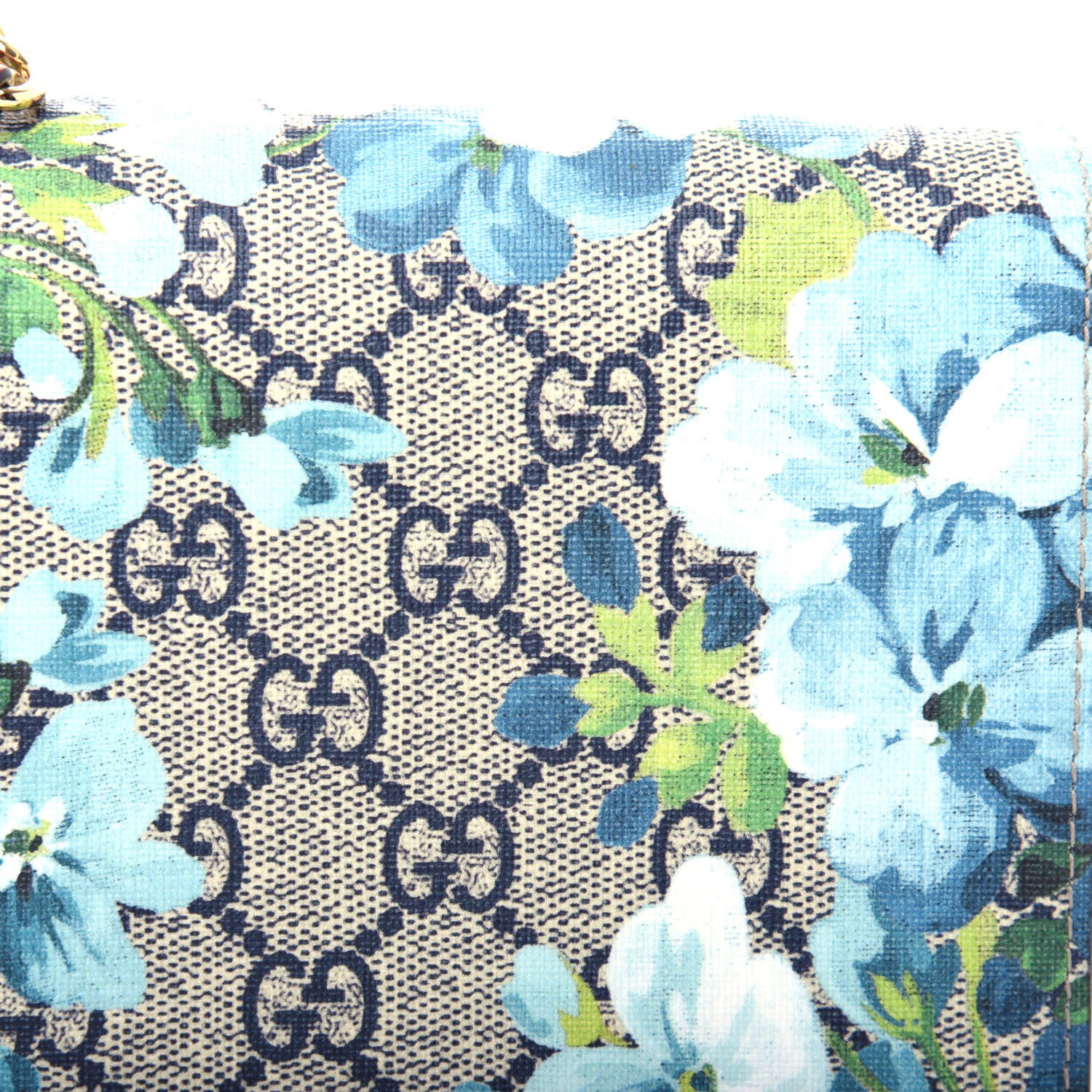 Gucci GG Supreme Monogram Blooms Chain Wallet Blue 9 of 10