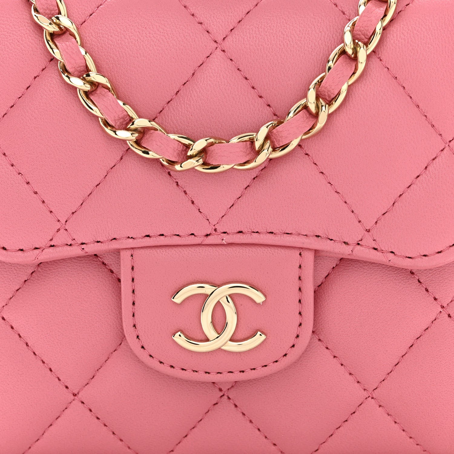 Chanel Lambskin Quilted Top Handle Clutch With Chain Pink 8 of 11