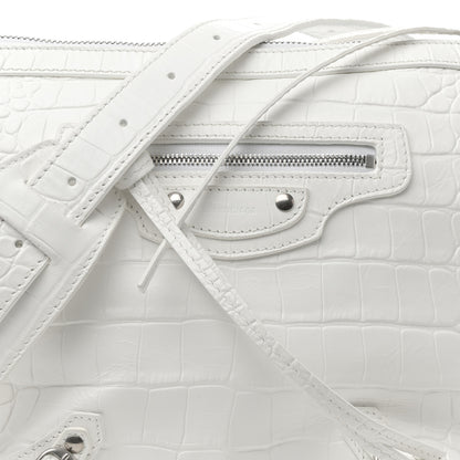 Balenciaga Extra Supple Calfskin Crocodile Embossed Neo Classic Hardware Hobo XS White 8 of 10