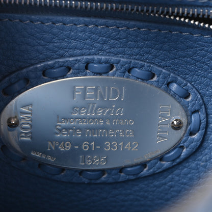 Fendi Cuoio Romano Selleria Macro Stitchings Mini Peekaboo Iconic Satchel Argento Blue 6 of 9
