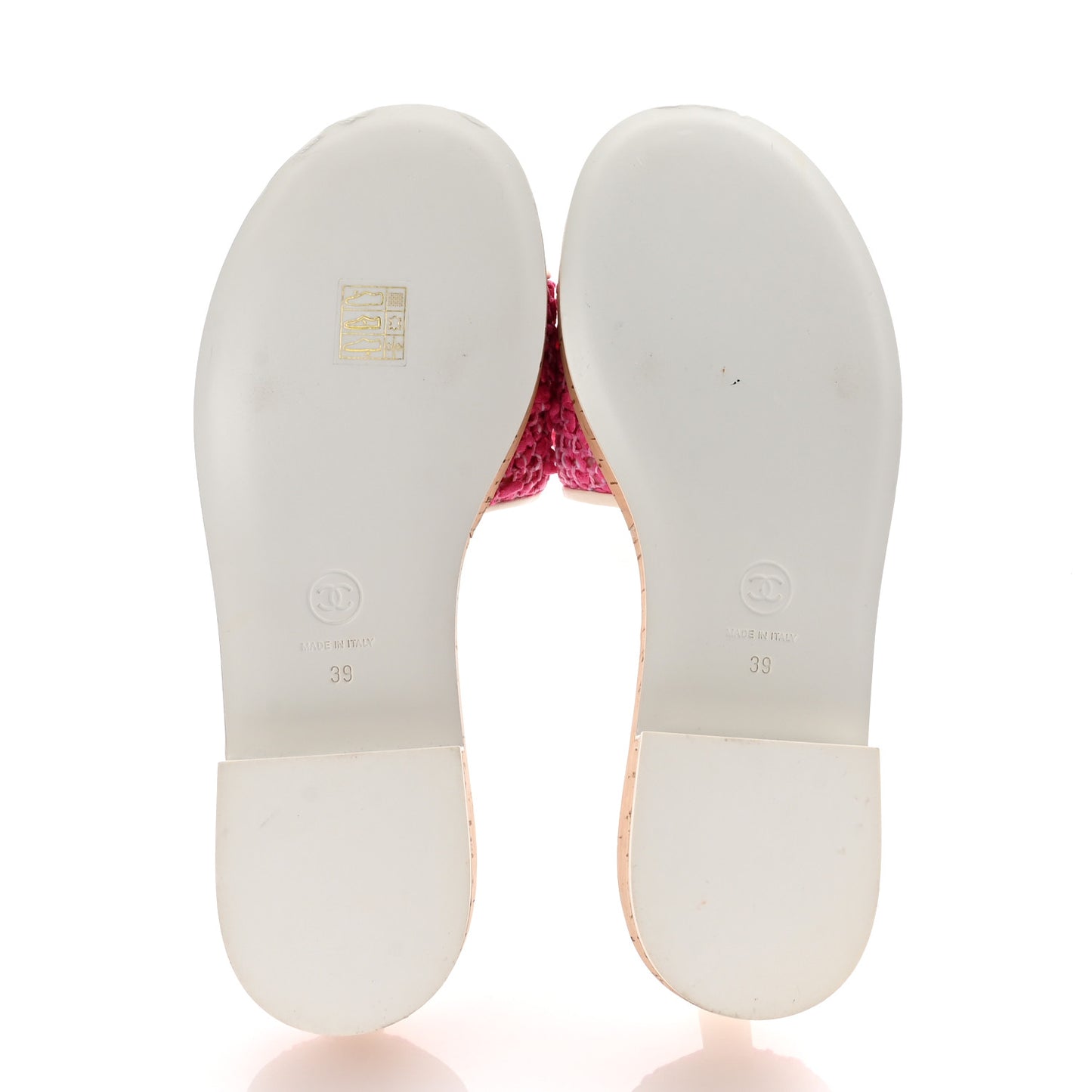 Tweed Cork Mule Sandal 39  Pink White