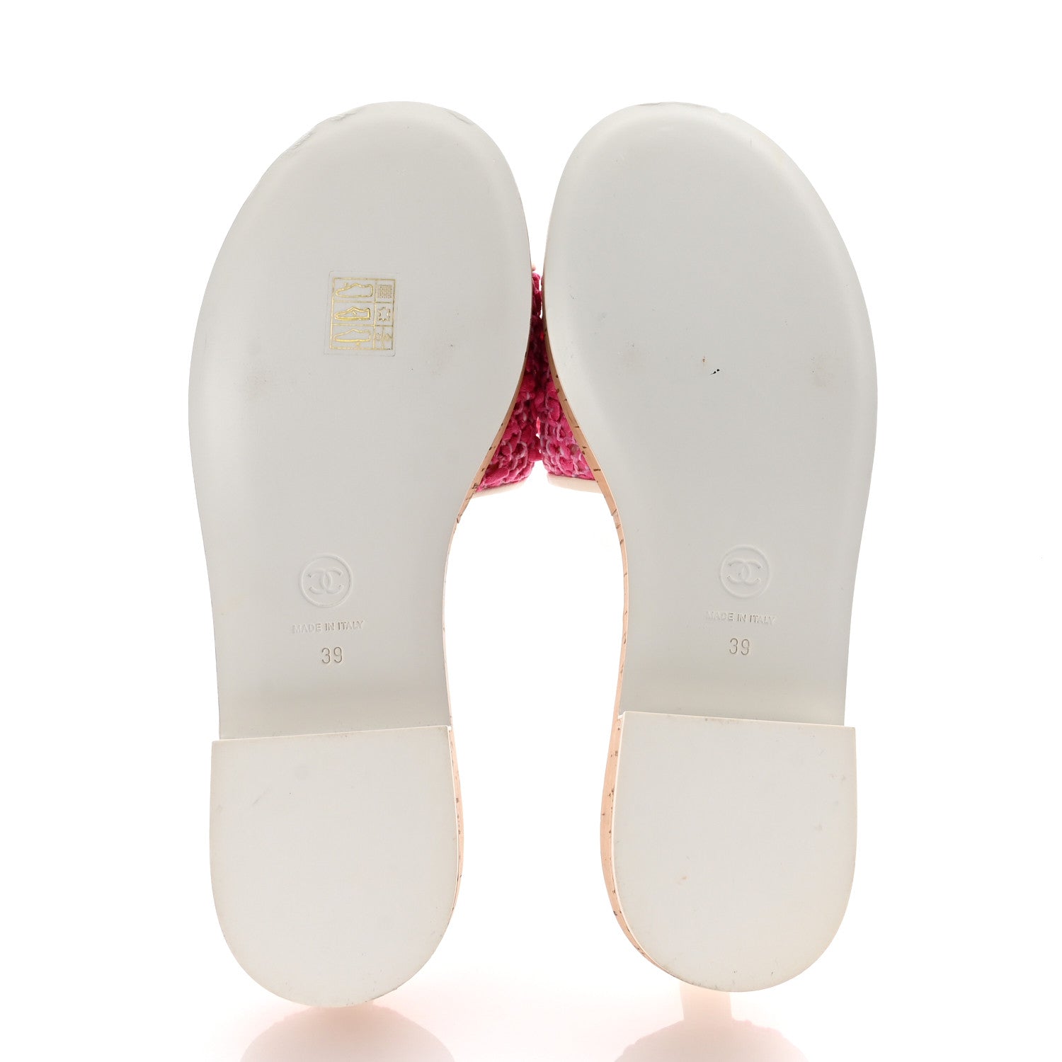 Chanel Tweed Cork Mule Sandal 39  Pink White 6 of 10