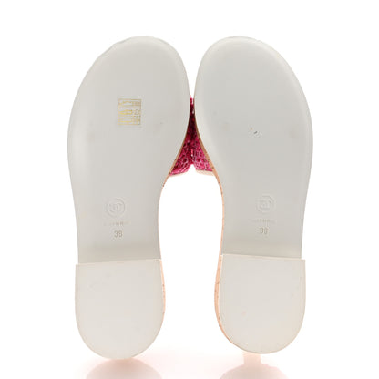 Chanel Tweed Cork Mule Sandal 39  Pink White 6 of 10