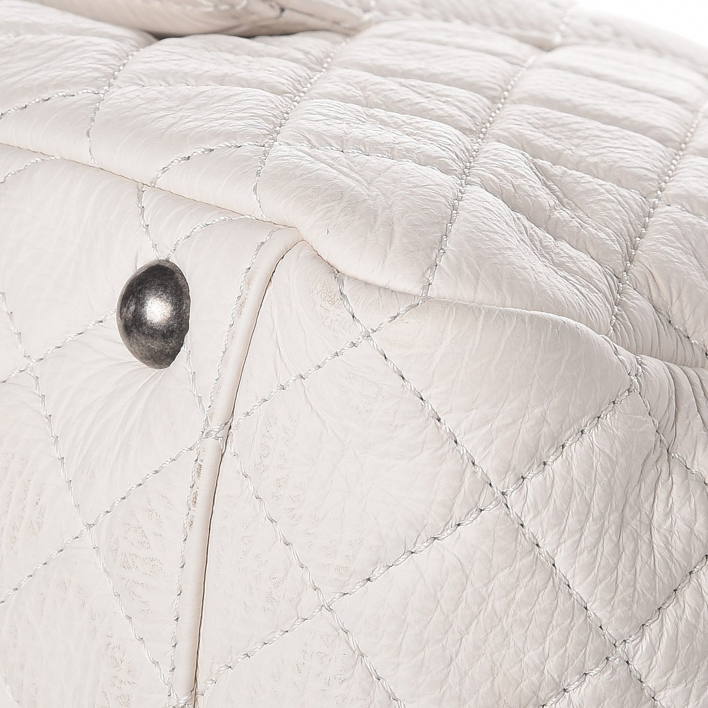 Calfskin Quilted XXL Travel Flap Bag White