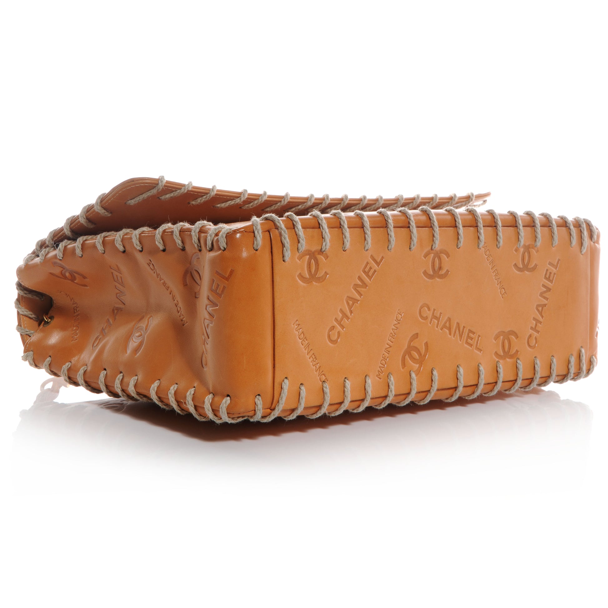 Chanel Embossed Leather XL Jumbo Flap Natural 4 of 9