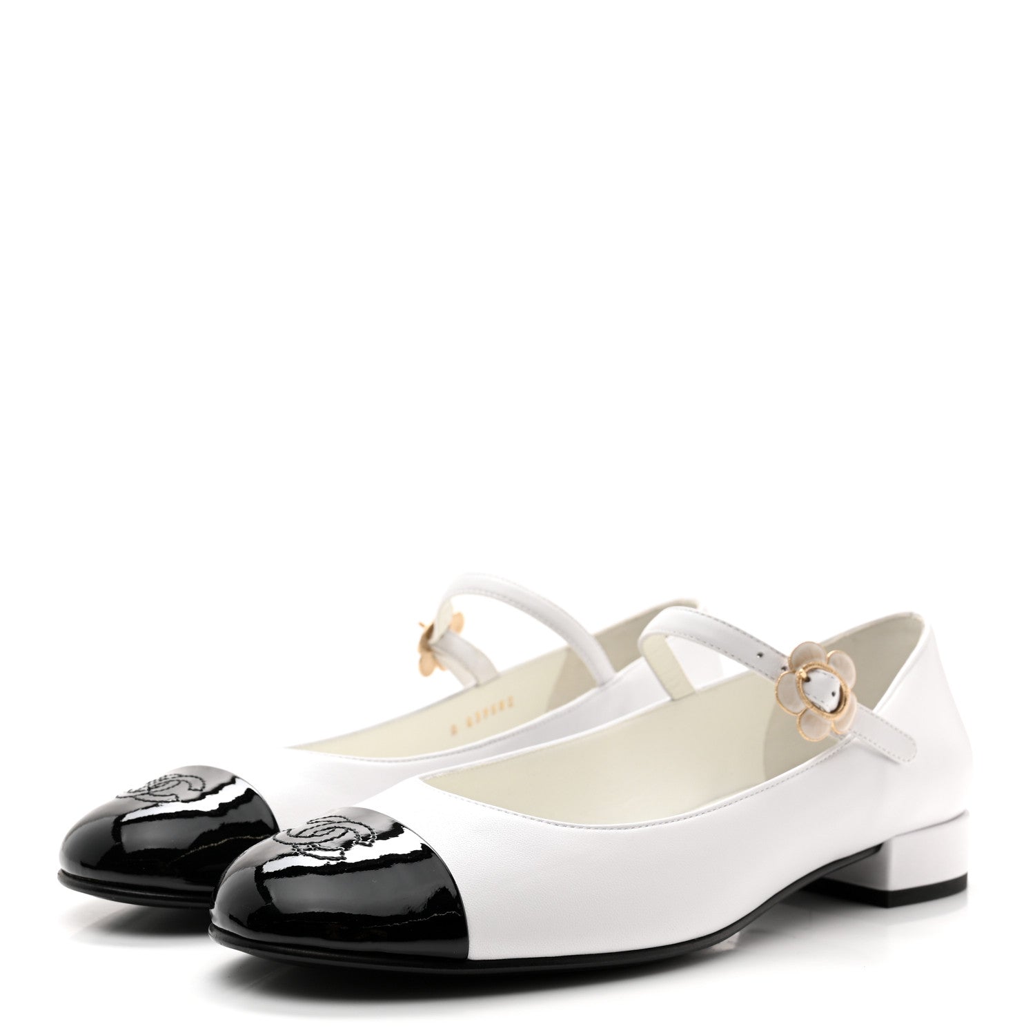 Chanel Patent Lambskin Mary Jane Flats 41 White Black 3 of 12