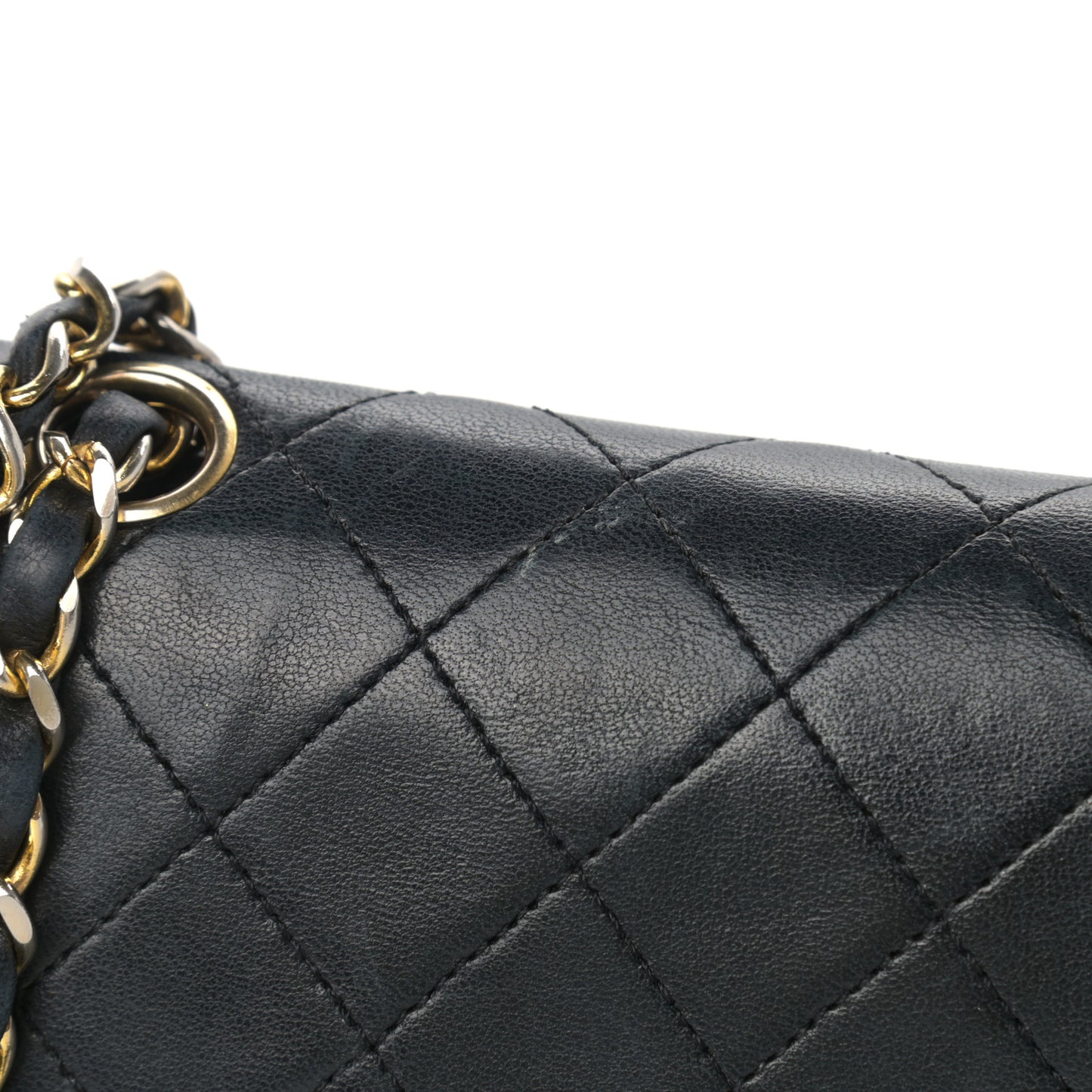 Lambskin Quilted Small Double Flap Black
