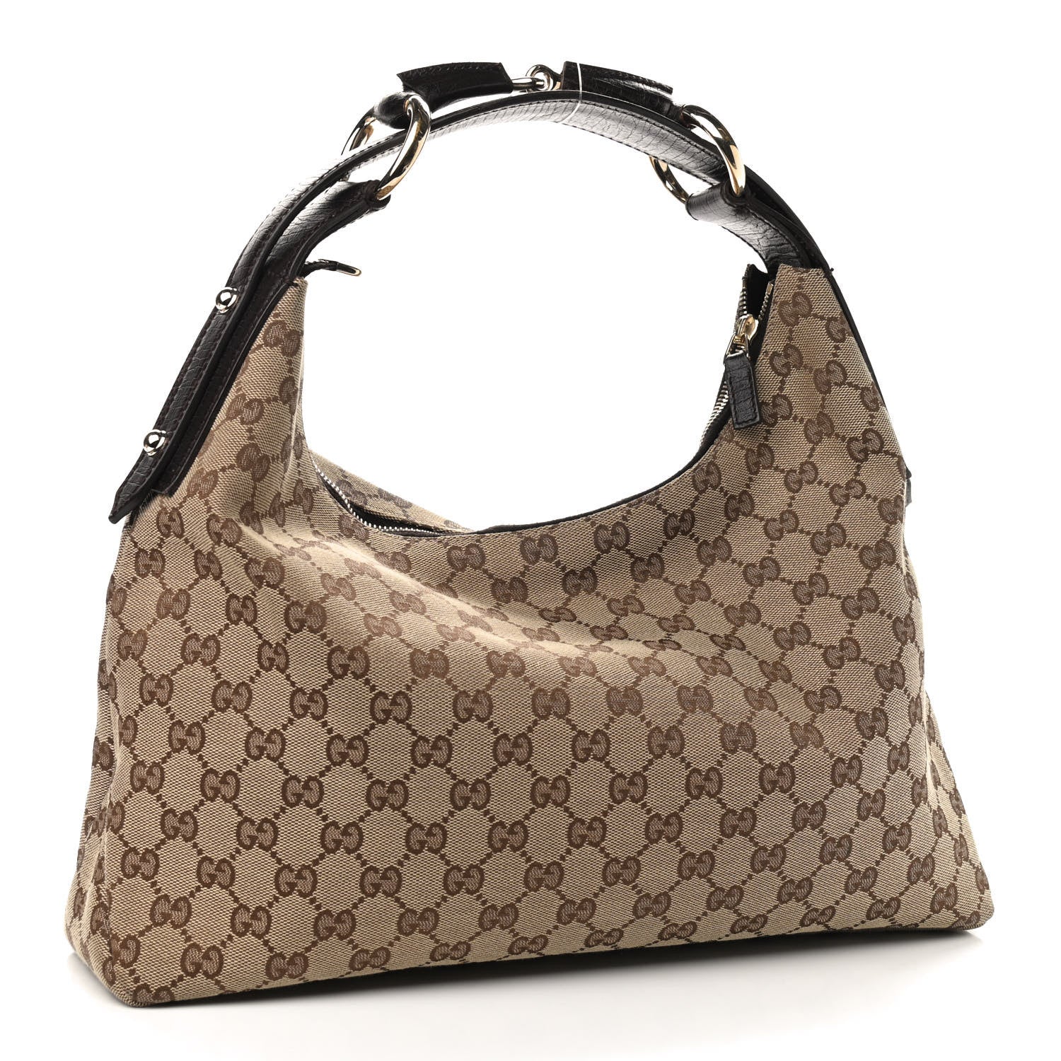 Gucci Monogram Medium Horsebit Chain Hobo Dark Brown 3 of 10