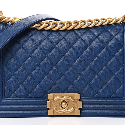 Chanel Caviar Quilted Medium Boy Flap Blue 6 of 8
