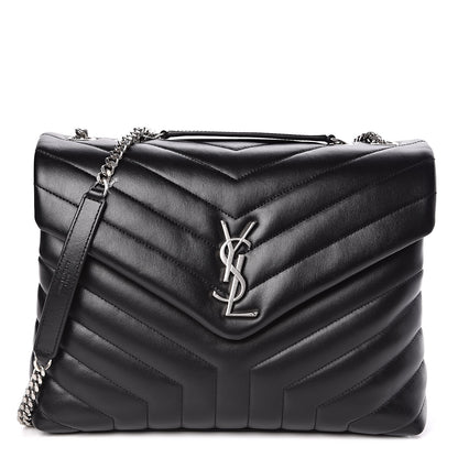 Saint Laurent Calfskin Y Quilted Monogram Medium Loulou Chain Satchel Black 1 of 9