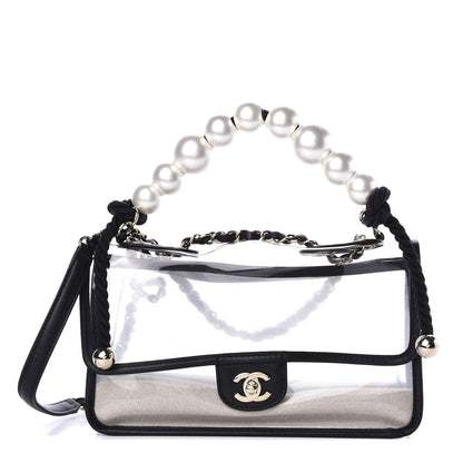 Chanel Lambskin PVC Sand By The Sea Flap With Pearl Strap Black 1 of 9