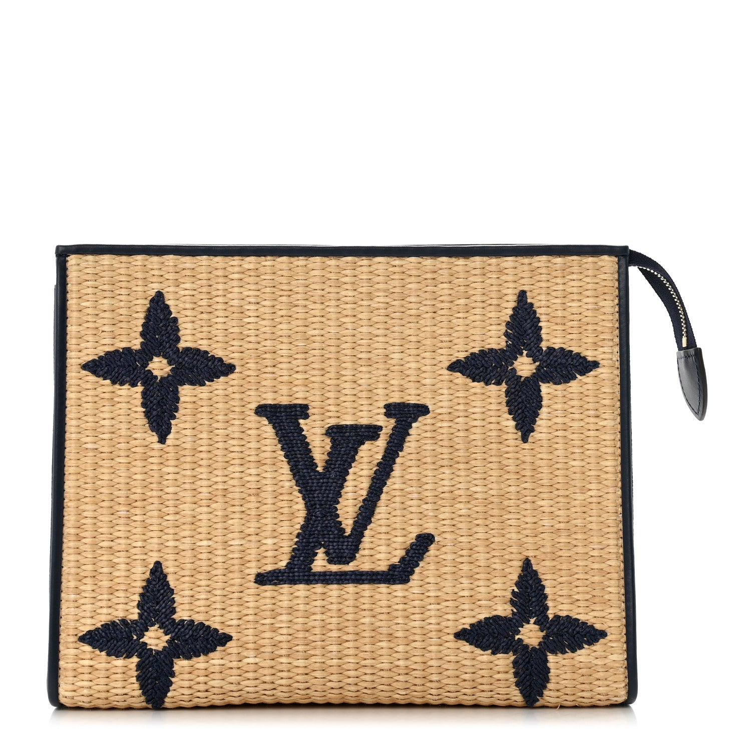 Louis Vuitton Raffia Calfskin Monogram Giant Toiletry Pouch 26 Blue 1 of 9