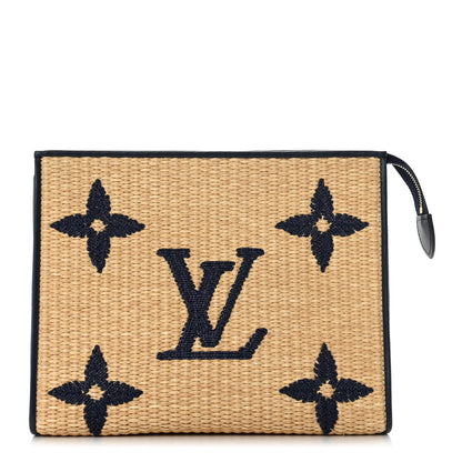 Louis Vuitton Raffia Calfskin Monogram Giant Toiletry Pouch 26 Blue 1 of 9