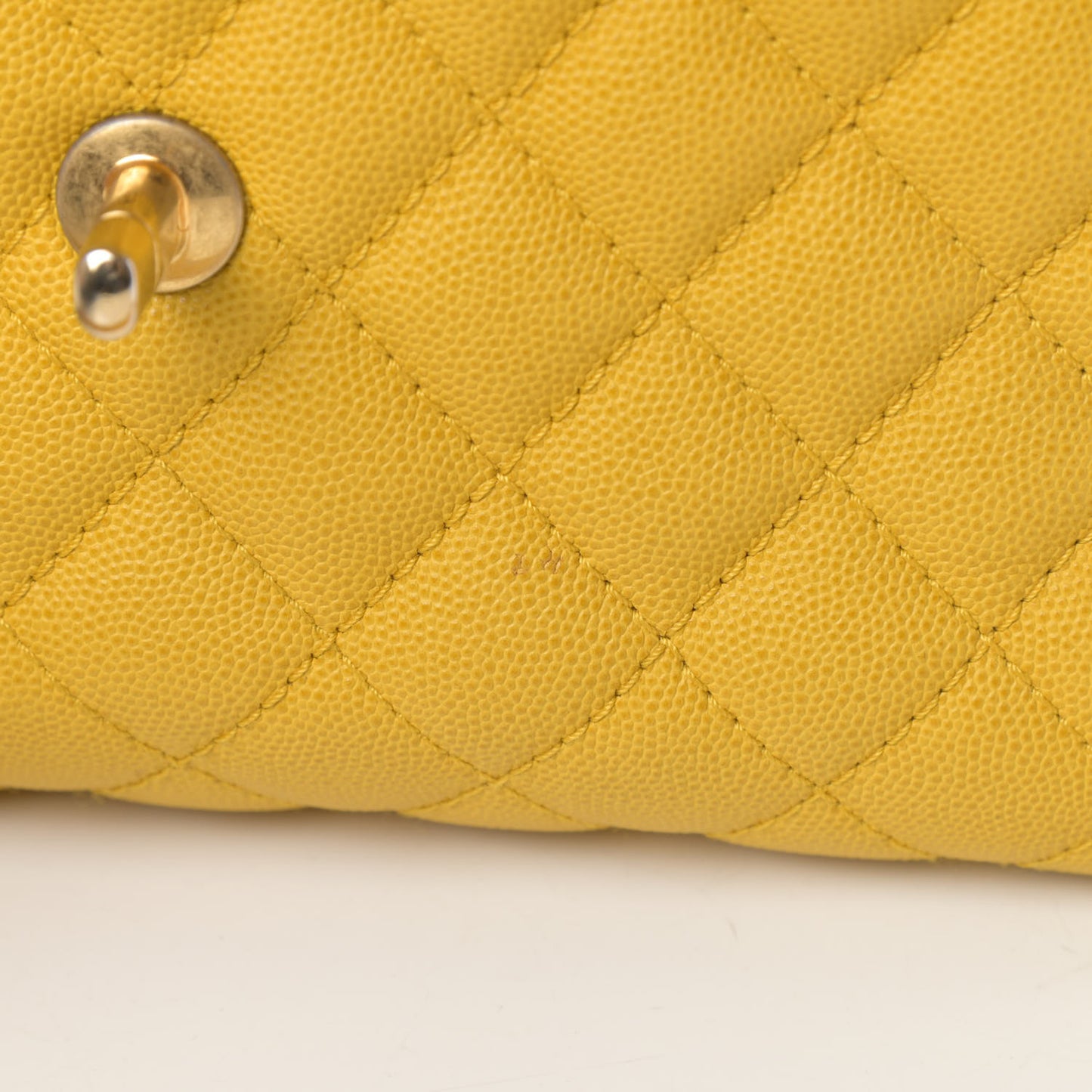 Caviar Quilted Small Coco Handle Flap Yellow