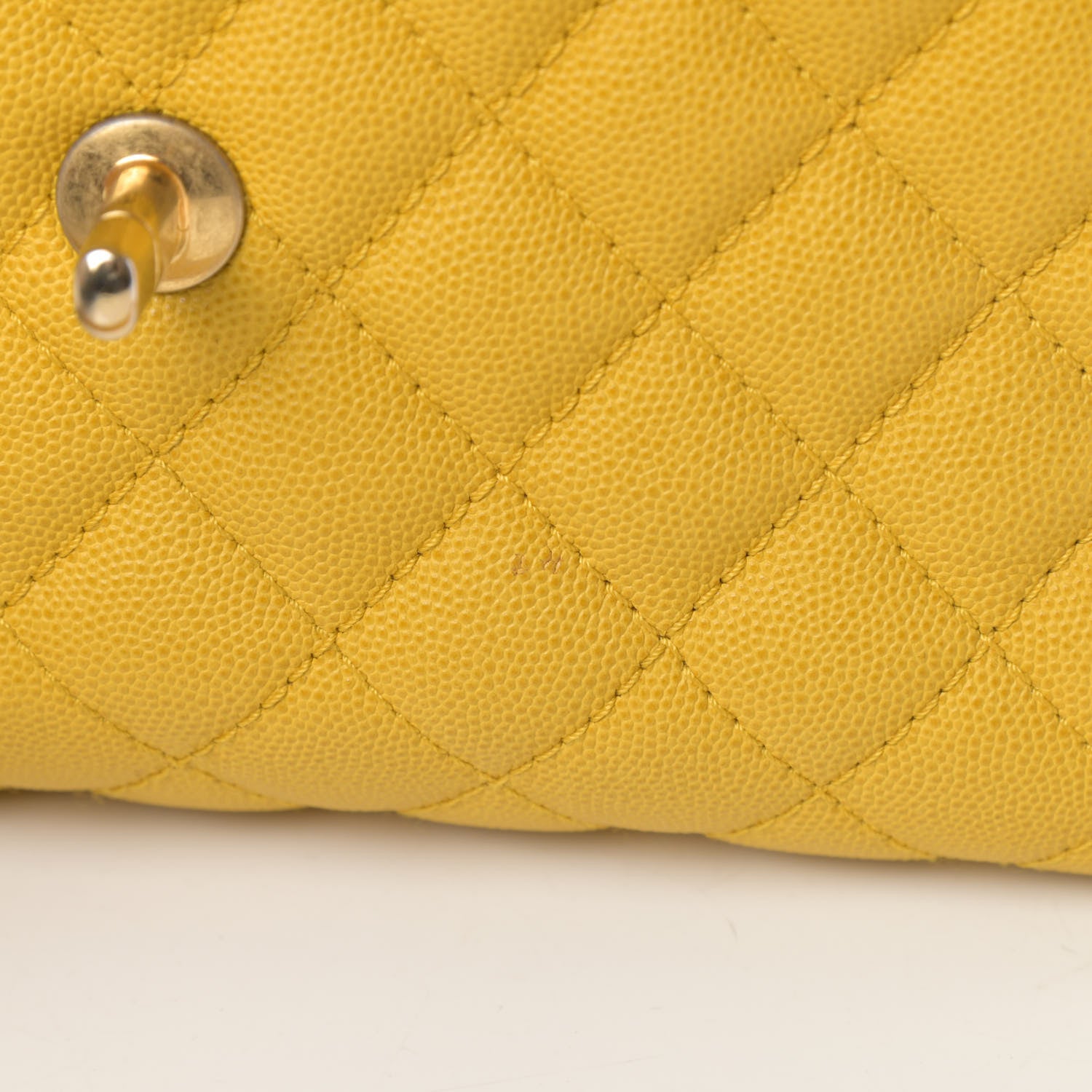 Chanel Caviar Quilted Small Coco Handle Flap Yellow 13 of 13